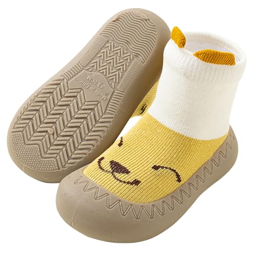 Happy Cherry Sockenschuhe Baby rutschfeste Krabbelschuhe Kleinkind Lauflernschuhe Mädchen Junge Niedlicher Stricken Babybodenschuhe Weiche Sohle Barfußschuhe 24 von Happy Cherry