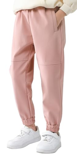 Happy Cherry Softshellhose Jungen Mädchen Warm Gefüttert Wanderhose Wasserabweisend Outdoorhose Winter Schneehose Kinder Trekkinghose Regenhose Rosa 160 von Happy Cherry