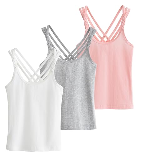 Happy Cherry Spaghettiträger Unterhemd für Mädchen Leicht Atmungsaktiv 3er Pack Unterhemden Bequeme Weiche Unterwäsche 150 von Happy Cherry