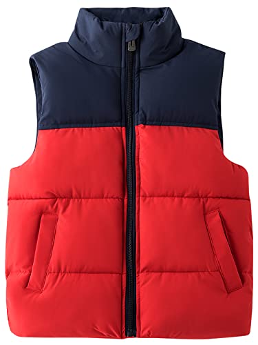 Happy Cherry Steppweste Kinder Winter Stehkragen Weste Gefüttert Ärmellose Jacke Winddicht Outdoorweste Herstller 120/ DE-Größe 110-116-Rot von Happy Cherry