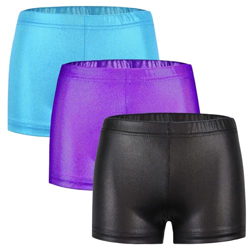 Happy Cherry Tanz Shorts für Mädchen Gymnastik Yoga Elastische Taille Glänzend Metallic Ballett Tanz Shorts 9-10Jahre von Happy Cherry