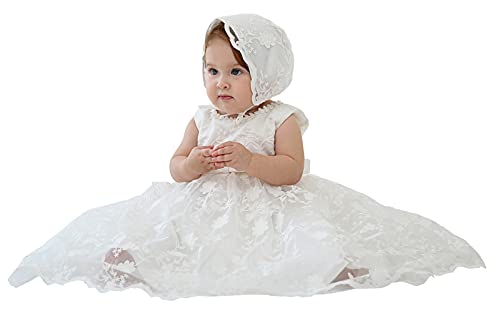 Happy Cherry Taufkleid mit Mütze Baby Mädchen Festlich Hochzeit Party Kleid Tutu Geburtstag Formale Kleider Taufbekleidung von Happy Cherry