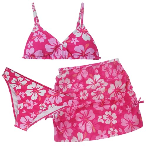 Happy Cherry Teen Badeanzüge Mädchen Bikini Set Kinder Bademode 3 Stück Floral Bedruckt Badeanzug mit Cover Up Rock Niedlich Schnell Trocknen Schwimmen Kostüm 12-13 Jahre von Happy Cherry