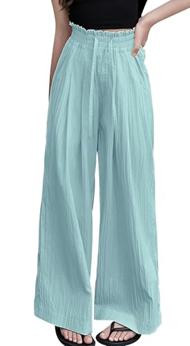 Happy Cherry Teenager Mädchen Anti-Moskito-Hose Elastische Taille Weich Atmungsaktiv Freizeithose Soft Comfort Dünne Outdoor Sommerhose 150CM von Happy Cherry