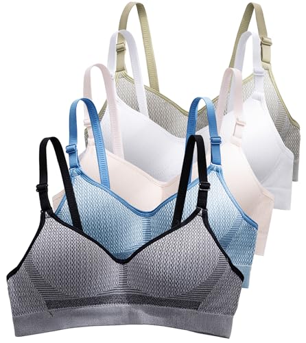 Happy Cherry Teenager Mädchen BH Nahtlose Sport Training Bra Bügellos Bralette mit Verstellbare Träger 32/70AB-5 Stück-F von Happy Cherry