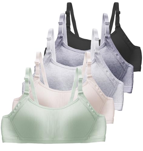 Happy Cherry Teenager Mädchen BH Nahtlose Sport Training Bra Bügellos Bralette mit Verstellbare Träger 32/70AB-5 Stück-G von Happy Cherry