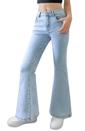 Happy Cherry Teenager Schlaghose 140-146 Ausgestellte Hose Y2K Denim Hose Jeans Glockenhose Vintage Look 11-12 Jahre von Happy Cherry