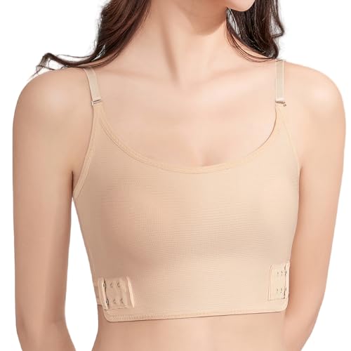 Happy Cherry Trans Lesben Binder für Frauen Tomboy Brustbinder Elastische Atmungsaktive Sport Ultra-dünne Abnehmbare Pads BH Korsett Weste Slim Fit Tank Top Hautfarbe M von Happy Cherry