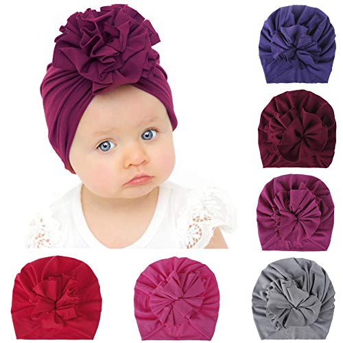 Happy Cherry Turban Baby Neugeboren 6 Stück Unisex Weiche Bonnet Stirnband Beanie Stretch Haarband Hüte Mädchen Cap Neugeborene Fotoshooting C - Set 3 von Happy Cherry