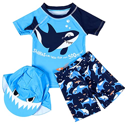 Happy Cherry UV Baby Badeanzug Kurzarm Jungen UV Schutz 50+ Bademode Dinosaurier Schwimmbekleidung Tops+Badehose mit Hut von Happy Cherry