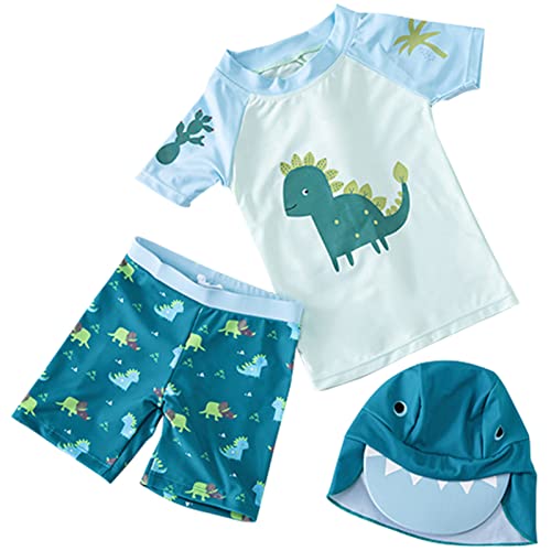 Happy Cherry UV Baby Badeanzug Kurzarm Jungen UV Schutz 50+ Bademode Dinosaurier Schwimmbekleidung Tops+Badehose mit Hut von Happy Cherry