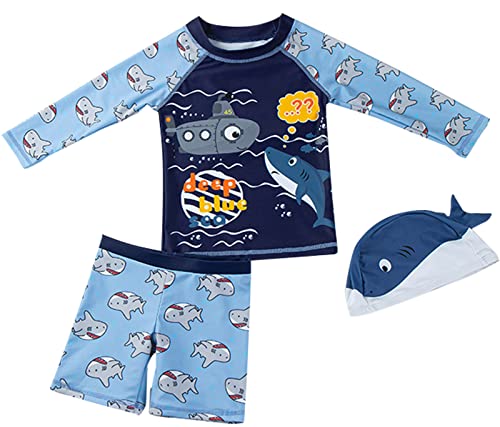 Happy Cherry UV Baby Badeanzug Langarm Jungen UV Schutz 50+ Bademode Dinosaurier Schwimmbekleidung Tops+Badehose mit Hut von Happy Cherry