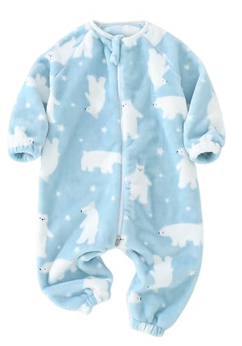 Happy Cherry Unisex Baby Reißverschluss Schlafanzug Mädchen Jungen Strampler Pyjamas Winter Schlafsack mit füßen Weiche Warme Fleece Schlafstrampler Grün 120 von Happy Cherry
