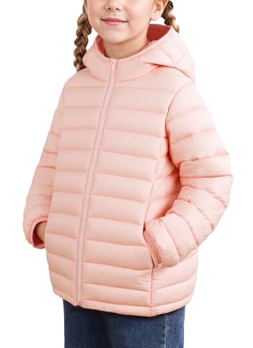 Happy Cherry Unisex Kinder Daunenjacke Leicht Atmungsaktiv Puffer Mantel Steppjacke mit Kapuze Warm Outdoor Übergangsjacke für Herbst und Winter 130 CM von Happy Cherry