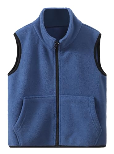 Happy Cherry Unisex Kinder Leichte Softshellweste Casual Warmen Fleeceweste Ärmellose Kinderjacke Sportweste mit Reißverschluss für Outdoor Wandern 140 CM von Happy Cherry