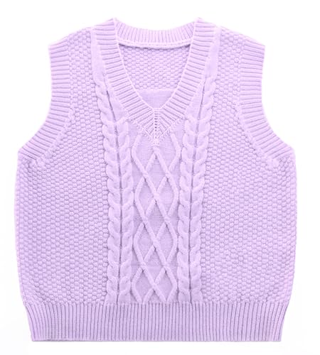Happy Cherry - Weste Gestrickte Kinder Mädchen Ärmellose Pullover Wintermantel Strickweste V-Ausschnitt Kleinkind Jungen Mantel Warme Winterweste Kinder Frühling Herbst - 130-140 - Lila von Happy Cherry