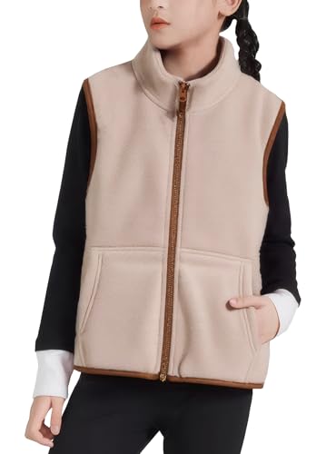 Happy Cherry Weste Kinder Fleece Steppweste Jungen Mädchen Verdickte Weste Ärmellos mit Reissverschluss Stehkragen Fleecejacke Herbst Winter Warm Outdoor Khaki 110 von Happy Cherry