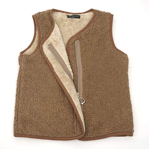 Happy Cherry Weste Kinder Fleeceweste Jungen Jacke Mädchen Kapuzenweste Ärmellos Winterjacke Übergangsjacke Unisex Fleece Weste-Kaffee-120cm von Happy Cherry