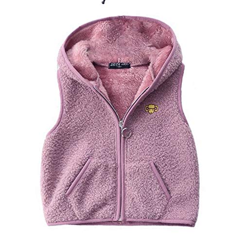 Happy Cherry Weste Kinder Fleeceweste Jungen Jacke Mädchen Kapuzenweste Ärmellos Winterjacke Übergangsjacke Unisex Fleece Weste-Viollet-110cm von Happy Cherry