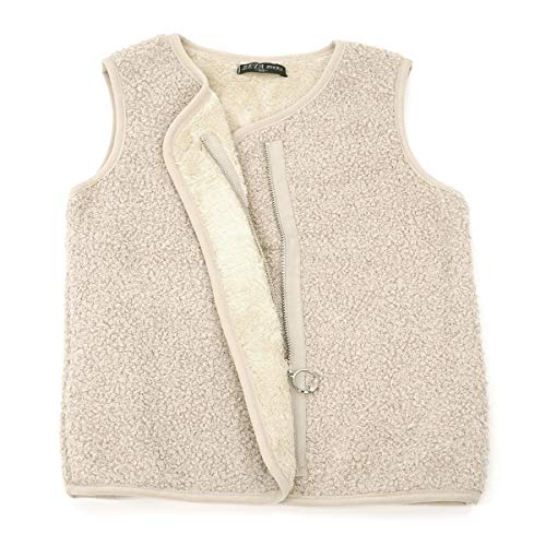 Happy Cherry Weste Kinder Fleeceweste Jungen Jacke Mädchen Kapuzenweste Ärmellos Winterjacke Übergangsjacke Unisex Fleece Weste-Weiß-130cm von Happy Cherry