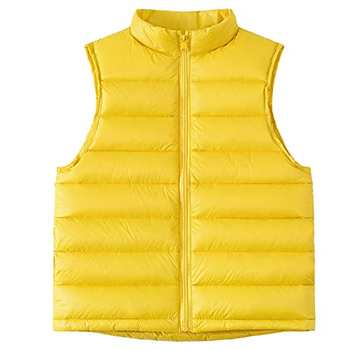 Happy Cherry Westen Jungen Mädchen Daunenjacke Daunenjacke Warme ärmellose Daunenjacke Kinder Winterjacke Gelb 120cm von Happy Cherry