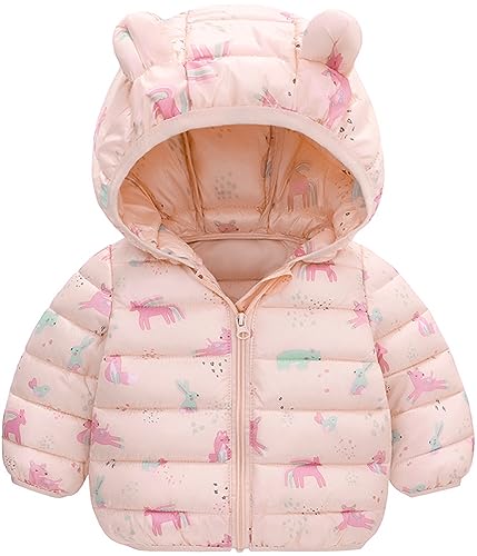 Happy Cherry Winterjacke Mädchen Baby Jacke Jungen Winter Mantel Kinder Leichtgewicht Kapuzenjacke Dicke Warm Steppjacke Süßer Cartoon übergangsjacke 90 von Happy Cherry