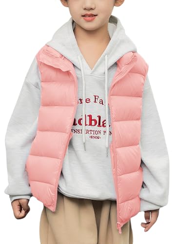 Happy Cherry - Winterweste Kinder Jungen Mädchen Ärmelloser Mantel Ärmellose Winterjacke Gepolsterte für Schule Outdoor Sport Casuale Weste Warme Frühling Herbst - 120-130 - Rosa von Happy Cherry