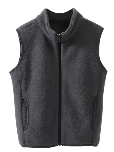 Happy Cherry - Winterweste Kinder Jungen Mädchen Fleeceweste Kleinkind Ärmellose Winterjacke für Schule Outdoor Sport Weste Warme Frühling Herbst - 120-130 - Dunkelgrau von Happy Cherry
