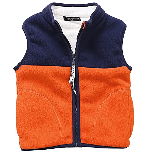 Happy Cherry Winterweste Unisex Kinderweste Fleece Warm Weste Waistcoat Ärmellos Jacke Orange 2 - DE-Größe 122-128/Größe 130 von Happy Cherry