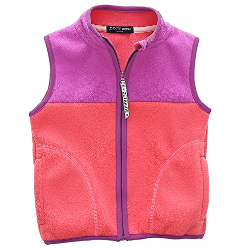 Happy Cherry Winterweste Unisex Kinderweste Fleece Warm Weste Waistcoat Ärmellos Jacke Rosa 1 - DE-Größe 122-128/Größe 130 von Happy Cherry