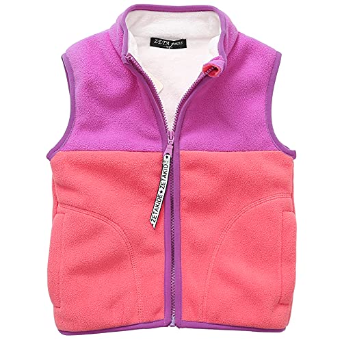 Happy Cherry Winterweste Unisex Kinderweste Fleece Warm Weste Waistcoat Ärmellos Jacke Rosa 2 - DE-Größe 122-128/Größe 130 von Happy Cherry