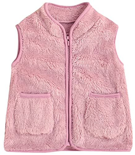 Happy Cherry Winterweste aus Fleece Jungen Mädchen Warme Weste mit Teddy-Plüsch Gefüttert Ärmellose Jacke Herstller 120/ DE-Größe 122-128-B-Rosa von Happy Cherry