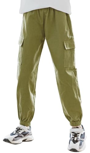 Hip Hop Hose Mädchen Cargohose mit Taschen Jogginghose Freizeithose mit Kordelzug Streetwear 11-12Jahre von Happy Cherry