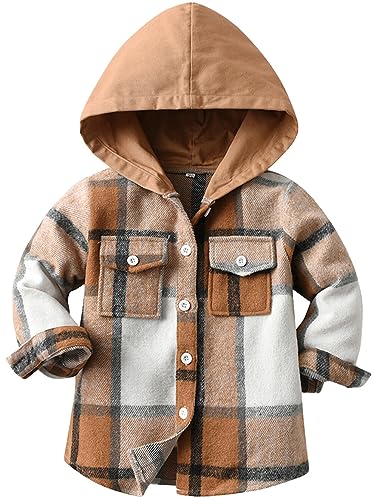 Jungen Kariertes Bluse Langarm Casual Hemdbluse Plaid Shirt Unisex Kindermantel Übergangsjacke Tops Button-down Langarmshirt 140/DE Größe 128-134 von Happy Cherry