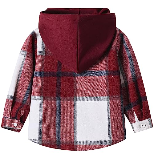 Jungen Kariertes Bluse Langarm Casual Hemdbluse Plaid Shirt Unisex Kindermantel Übergangsjacke Tops Button-down Langarmshirt 140/DE Größe 128-134 von Happy Cherry