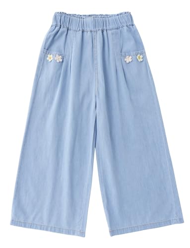 Kinderjeans Atmungsaktive Sommerhose Mädchen Denim Cargo Hosen Weiche Stretch Loose Fit 140 von Happy Cherry