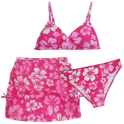 Mädchen Badeanzug 3 Stück Badeanzug schnell trocken Tankini Set mit Cover Up Rock Strand Rock Bikini Bademode 12-13 Jahre von Happy Cherry