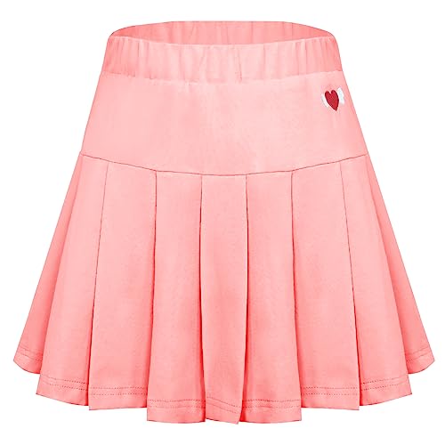 Mädchen Uniform Rock Schuluniform Kinder Tennisrock mit Innenhose Sportrock Plissee Rock Baumwolle Rosa Größe 110(98-104) von Happy Cherry