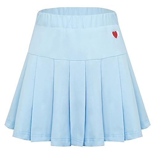 Plissee Rock Schuluniform Mädchen Kinder Tennisrock mit Hose Faltenrock Skater Skirt Blau Größe 140(134-140) von Happy Cherry