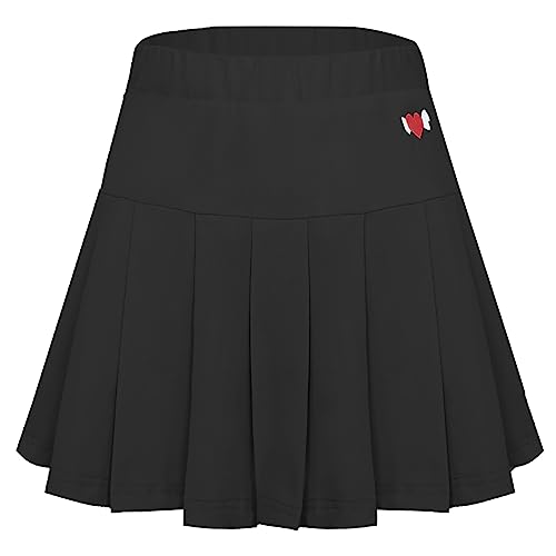 Plissee Rock Schuluniform Mädchen Kinder Tennisrock mit Hose Faltenrock Skater Skirt Schwarz Größe 160(152-158) von Happy Cherry