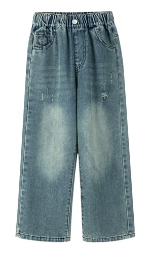 Weite Jungenjeans Loose Fit Baumwoll Joggerjeans Streetwear Mit Elastischem Bund Multipockets Für Tägliche Outfits Dunkelblau 150 von Happy Cherry