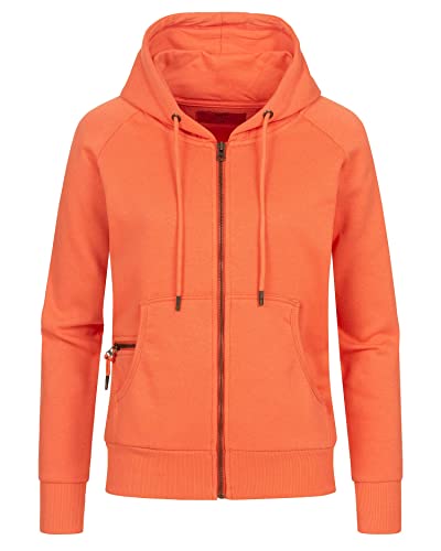 Happy Clothing Damen Sweatjacke mit Kapuze Zip Hoodie Kapuzenjacke Basic Einfarbig S M L, Größe:S, Farbe:Coral von Happy Clothing