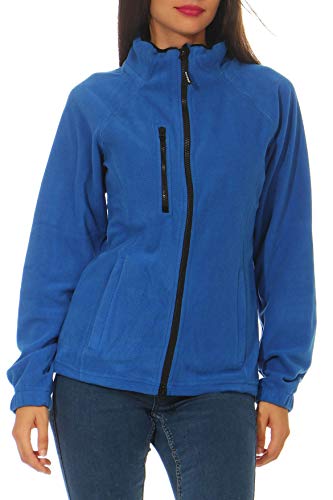 Happy Clothing Damen Fleecejacke Microfleece Outdoor-Jacke ohne Kapuze mit Kragen Dunkelblau Schwarz S M L, Größe:M, Farbe:Blau von Happy Clothing
