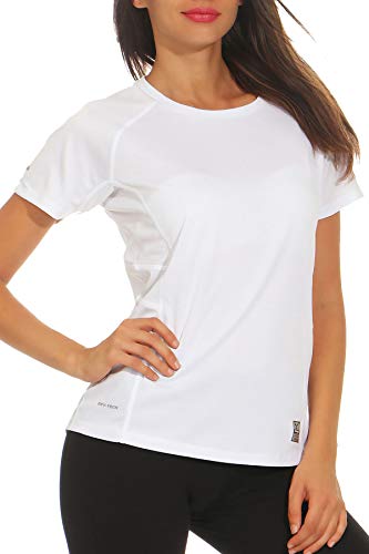 Happy Clothing Damen Sport T-Shirt Kurzarm Trikot Sommer Funktionsshirt Fitness Top, Größe:L, Farbe:Weiß von Happy Clothing