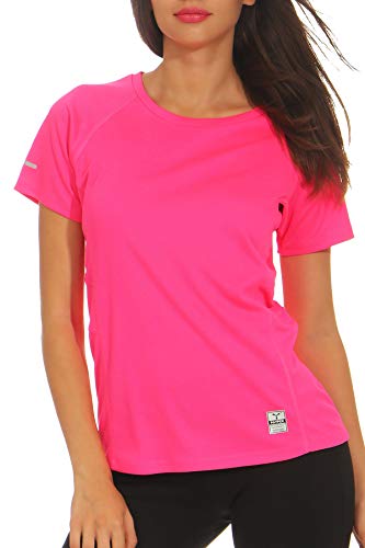 Happy Clothing Damen Sport T-Shirt Kurzarm Trikot Sommer Funktionsshirt Fitness Top, Größe:M, Farbe:Pink von Happy Clothing