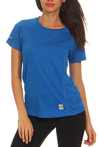 Happy Clothing Damen Sport T-Shirt Kurzarm Trikot Sommer Funktionsshirt Fitness Top, Größe:S, Farbe:Blau von Happy Clothing