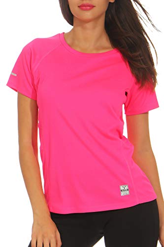 Happy Clothing Damen Sport T-Shirt Kurzarm Trikot Sommer Funktionsshirt Fitness Top, Größe:XL, Farbe:Pink von Happy Clothing