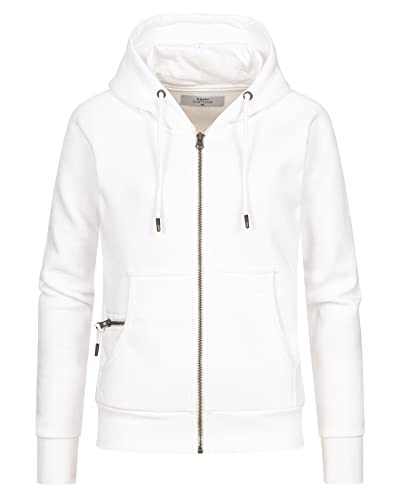 Happy Clothing Damen Sweatjacke mit Kapuze Zip Hoodie Kapuzenjacke Basic Einfarbig S M L, Größe:L, Farbe:Weiß von Happy Clothing