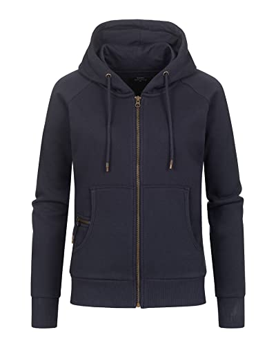 Happy Clothing Damen Sweatjacke mit Kapuze Zip Hoodie Kapuzenjacke Basic Einfarbig S M L, Größe:S, Farbe:Dunkelblau von Happy Clothing