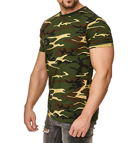 Happy Clothing Herren Camouflage T-Shirt Army Military Bundeswehr Tarnfarben Grün, Größe:S, Farbe:Camouflage von Happy Clothing